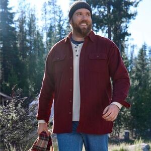 L.L. Bean Mens Size XL Burgundy Chamois Cloth Shirt Heavy Weight Flannel Buttons